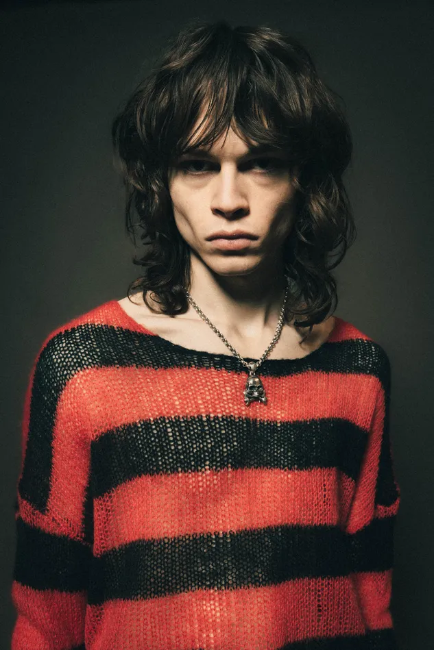 OTHER KNITWEAR MEN Cropped Navarro Jumper Grunge Stripe Black and Red