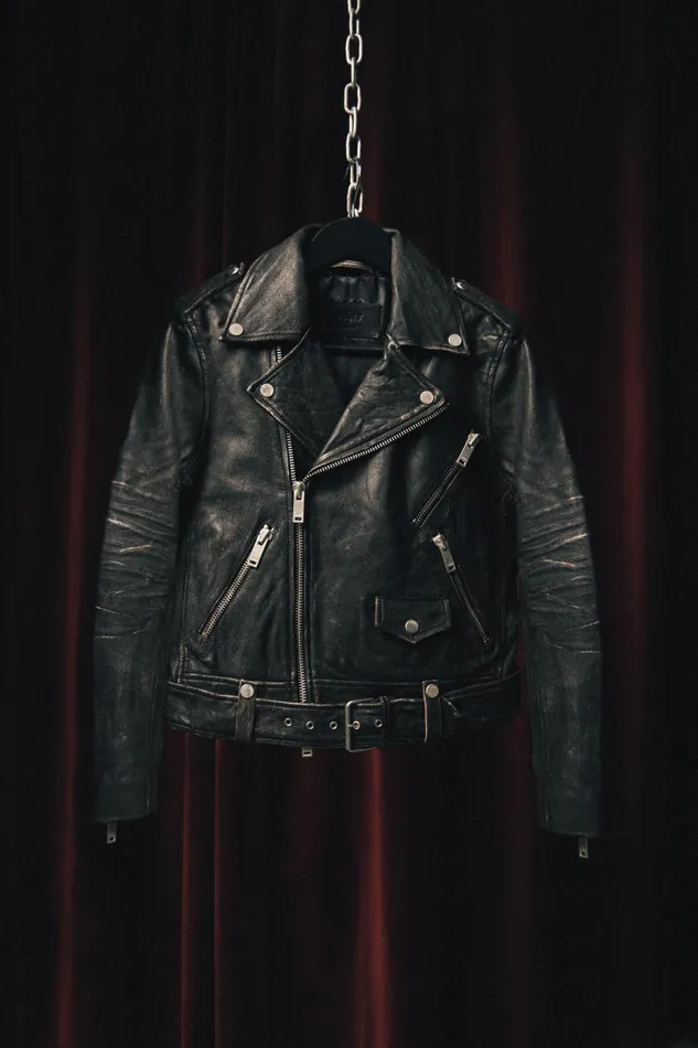 OTHER LEATHER JACKETS WOMEN The Davey Biker Jacket Roadworn Vintage Black