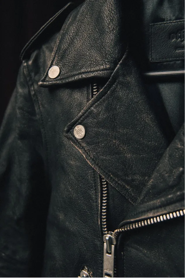 OTHER LEATHER JACKETS WOMEN The Davey Biker Jacket Roadworn Vintage Black