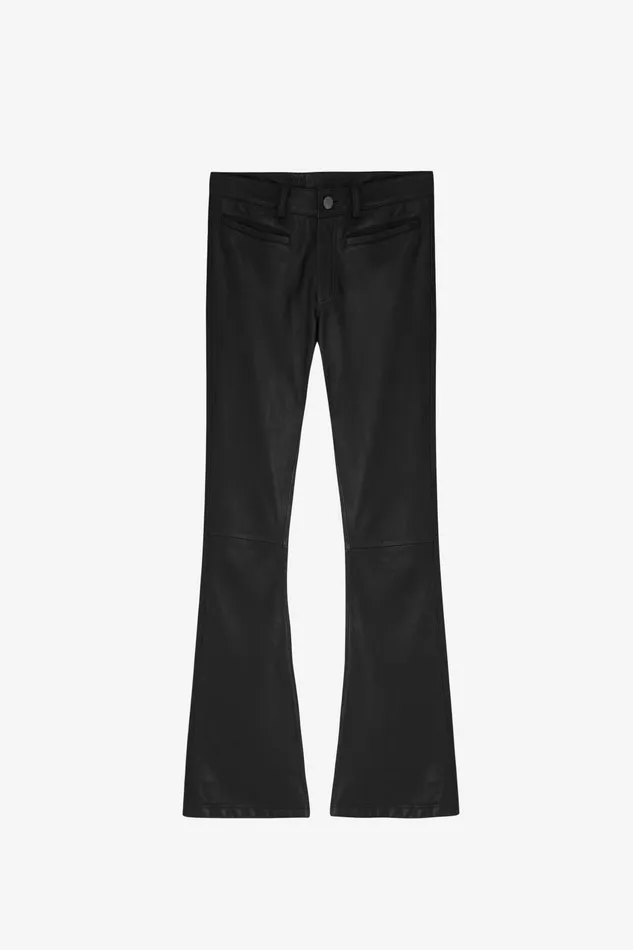 OTHER PANTS WOMEN O24 Flared Leather Pants Vintage Black