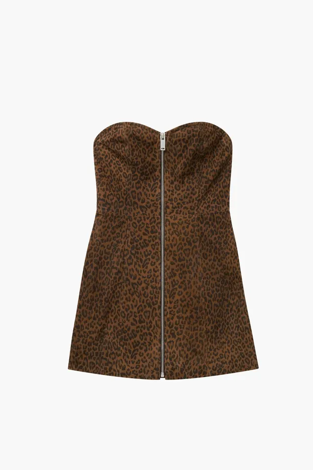 OTHER SKIRTS and DRESSES WOMEN The Lita Zip Tube Dress Leopard Suede