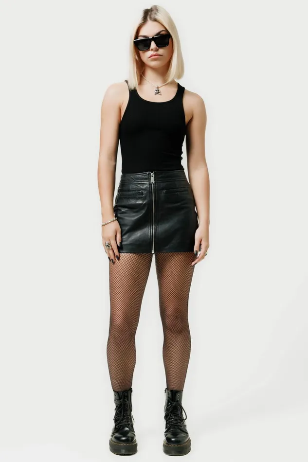 OTHER SKIRTS and DRESSES WOMEN The Lita Zip Ultra Mini Skirt Black Leather