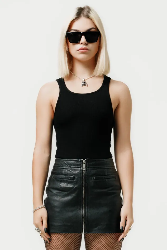 OTHER SKIRTS and DRESSES WOMEN The Lita Zip Ultra Mini Skirt Black Leather