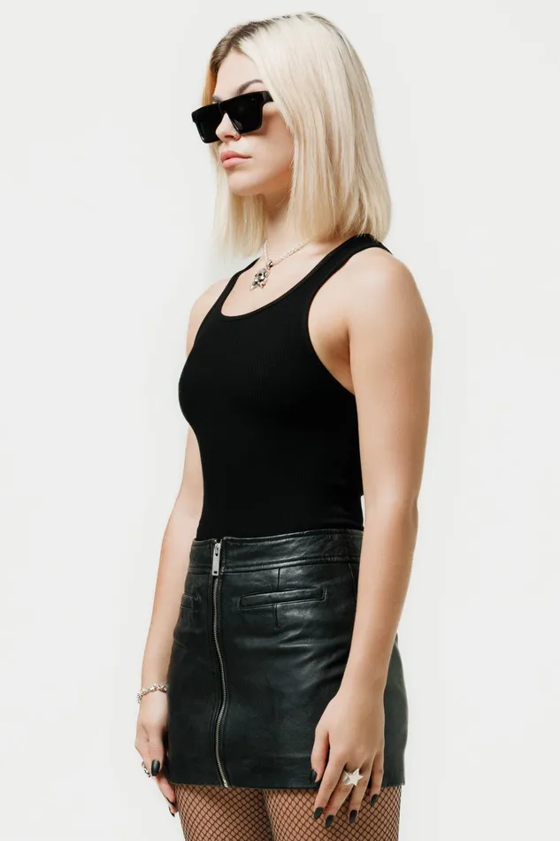 OTHER SKIRTS and DRESSES WOMEN The Lita Zip Ultra Mini Skirt Black Leather