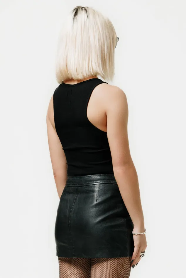 OTHER SKIRTS and DRESSES WOMEN The Lita Zip Ultra Mini Skirt Black Leather