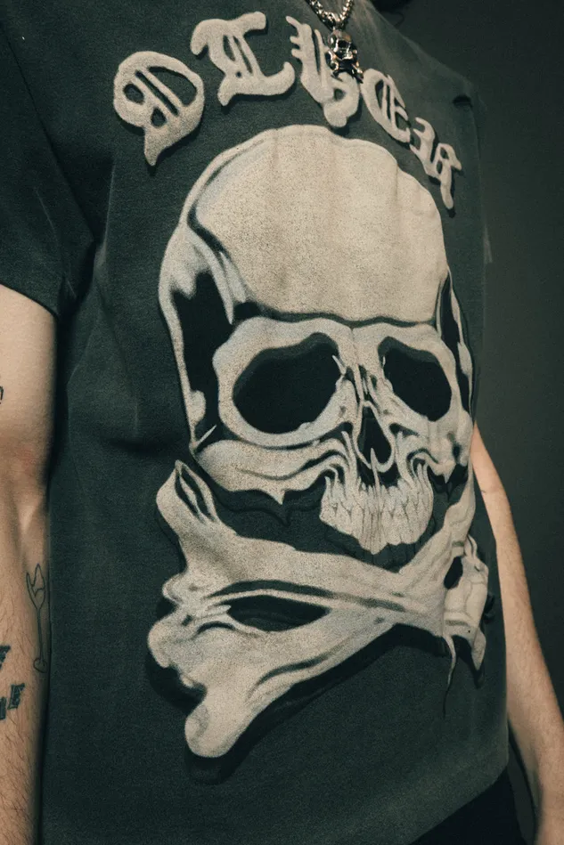 OTHER TSHIRTS MEN The Skull and Crossbones Vintage Tee Heavy Relic Black