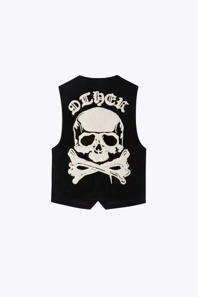 OTHER TANKS and VESTS MEN The Skull and Crossbones Patch Suede Cut