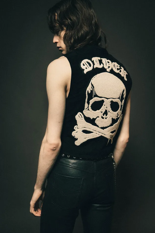 OTHER TANKS and VESTS MEN The Skull and Crossbones Patch Suede Cut