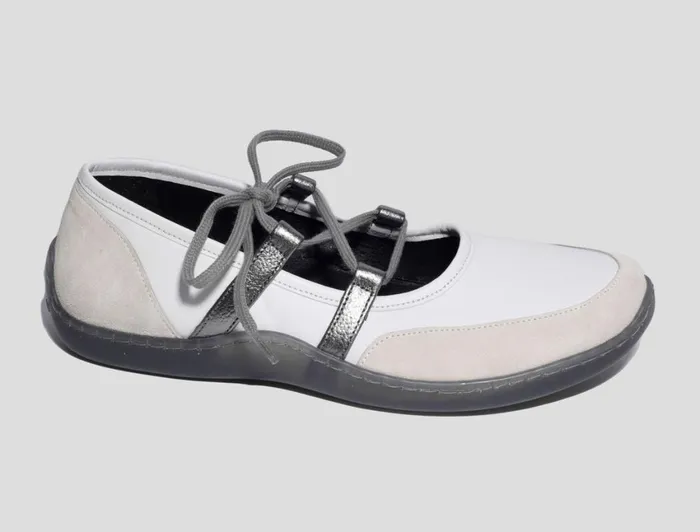 Paloma Wool 001KMWhite Rubber Sole Sporty Leather Ballerina With Drawstring Closure Women Shoes