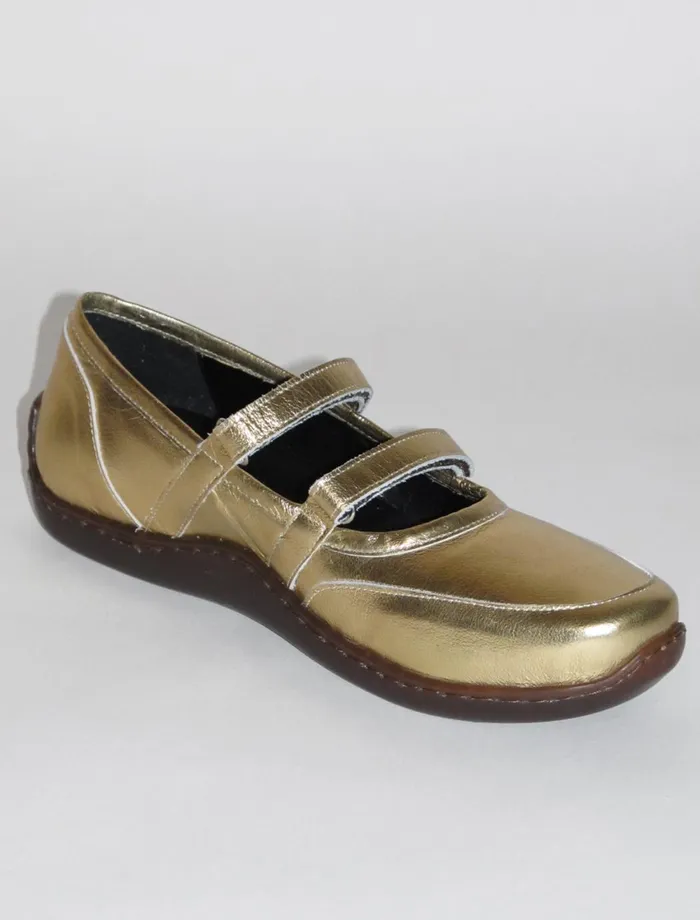 Paloma Wool 002KMGold Rubber Sole Sporty Leather Ballerina With Double Velcro Closure Women Shoes Paloma Wool 002KMGold Rubber Sole Sporty Leather Ballerina With Double Velcro Closure Women Shoes