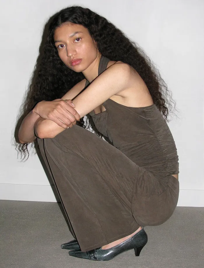 Paloma Wool ALEXIA Brown Stitched Cupro Pants And Miniskirt Piece Women Bottoms
