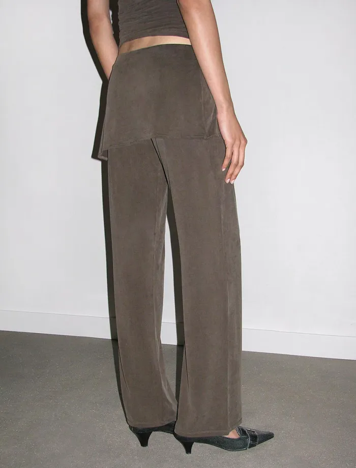 Paloma Wool ALEXIA Brown Stitched Cupro Pants And Miniskirt Piece Women Bottoms
