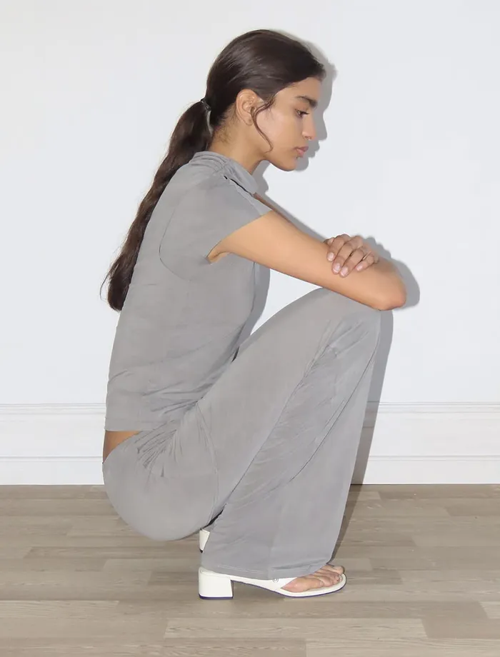Paloma Wool ALEXIA Grey Stitched Cupro Pants And Miniskirt Piece Women Bottoms