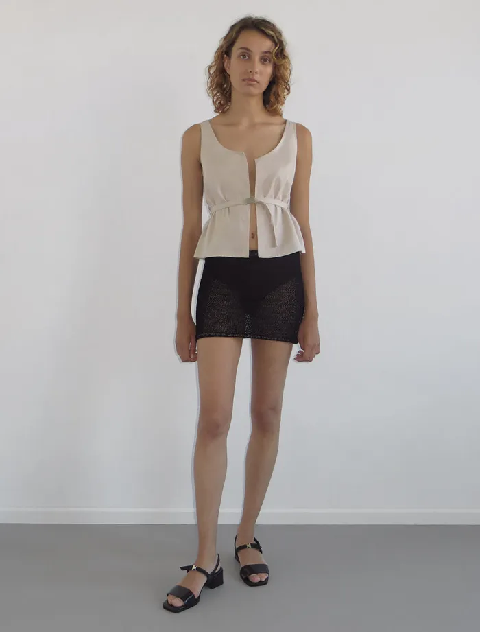 Paloma Wool AMARGABlack Transparent Knitted Mini Skirt Women Bottoms