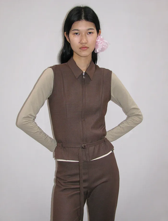 Paloma Wool ANGELCollared Vest With Front Zip And Adjustable Belt Women Tops