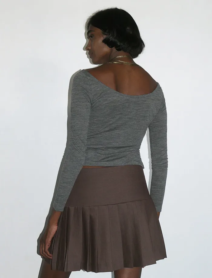 Paloma Wool ARACELI Burgundy Low Waist Pleated Skirt Women Bottoms