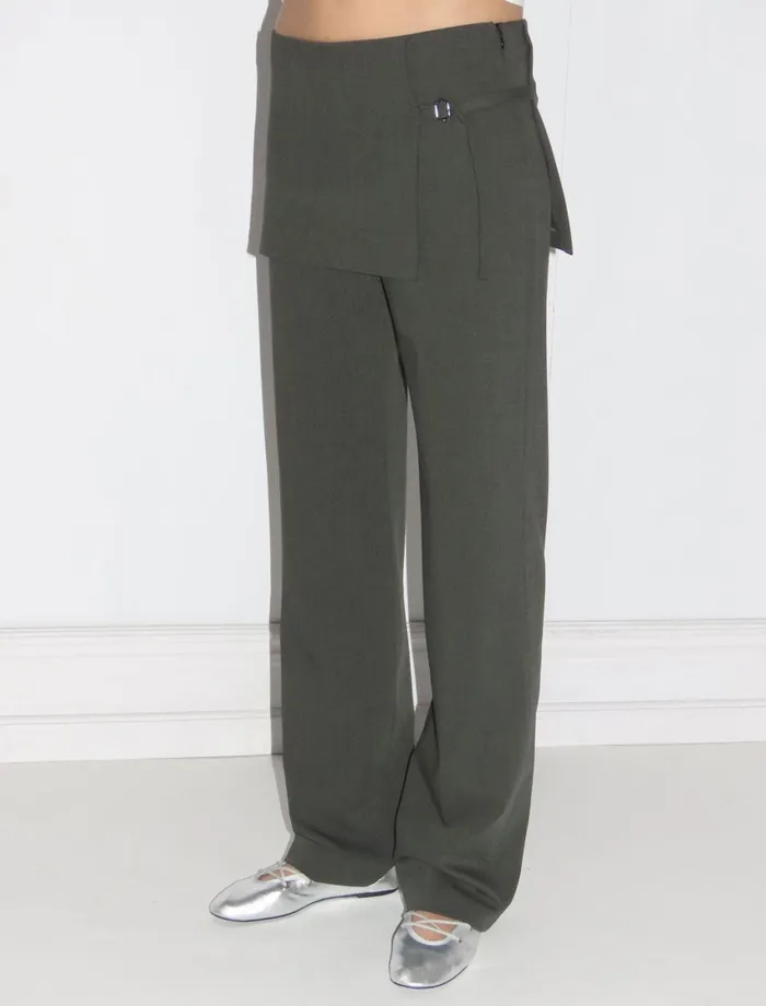 Paloma Wool ARCHIVELight Khaki Midrise Pants With Overlapping Fixed Mini Hip Skirt Women Bottoms Paloma Wool ARCHIVELight Khaki Midrise Pants With Overlapping Fixed Mini Hip Skirt Women Bottoms