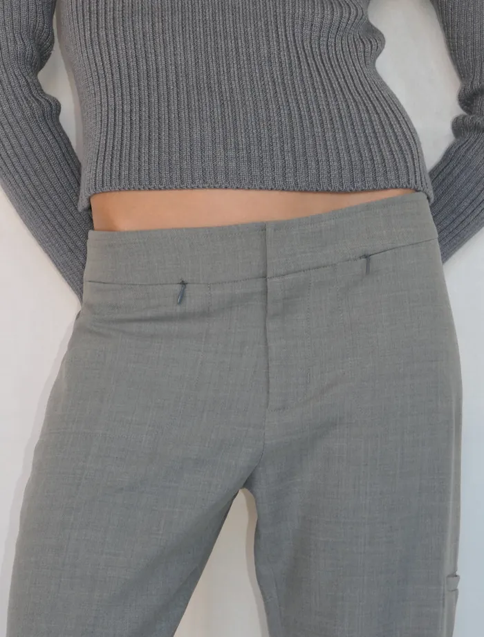 Paloma Wool BAOZIGrey Low Waist Wideleg Pants With Zip Pockets Women Bottoms
