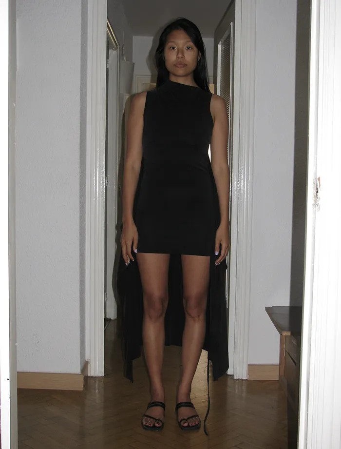 Paloma Wool BETTY Black Double Play Sleeveless Dress With Soft Layered Neck Women Dresses