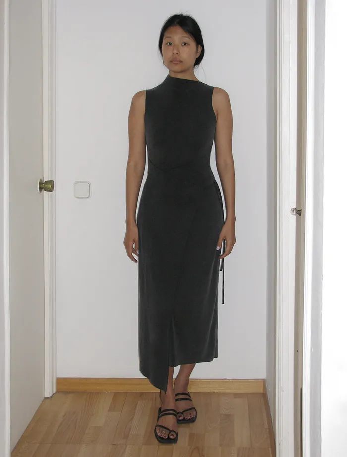 Paloma Wool BETTY Black Double Play Sleeveless Dress With Soft Layered Neck Women Dresses