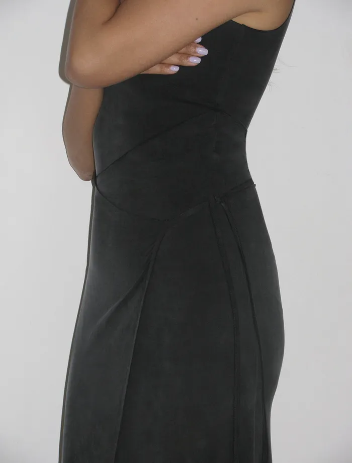 Paloma Wool BETTY Black Double Play Sleeveless Dress With Soft Layered Neck Women Dresses