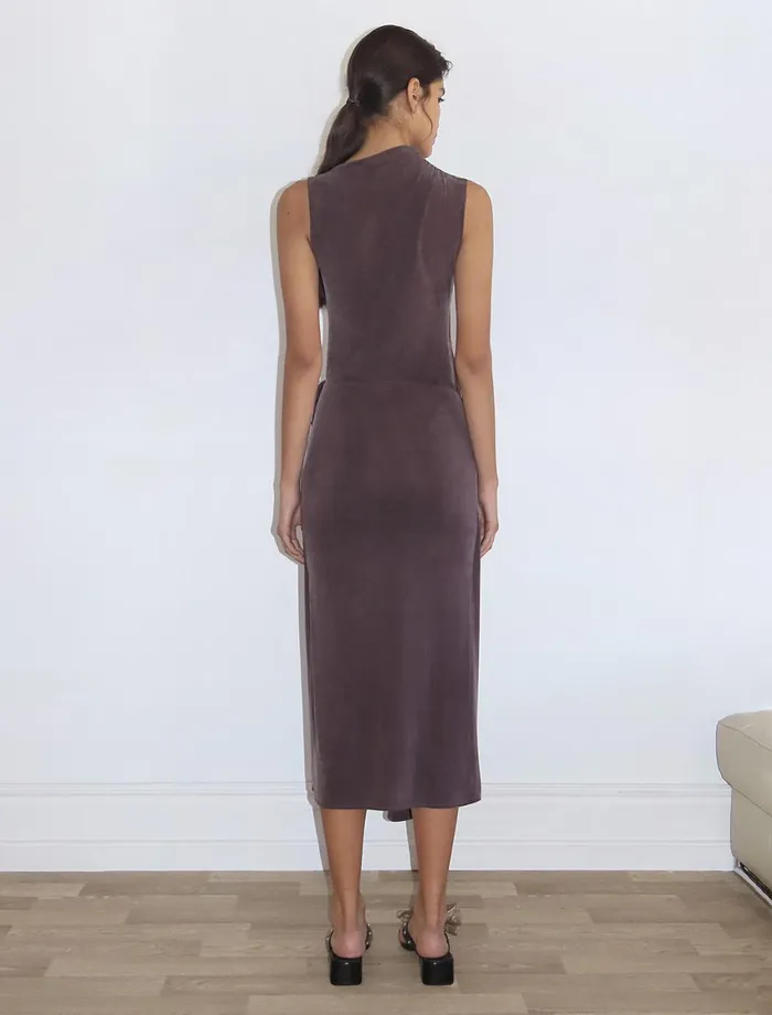 Paloma Wool BETTY Mahogany Double Play Sleeveless Dress With Soft Layered Neck Women Dresses