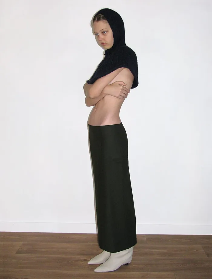 Paloma Wool CHEFKhaki Pinstripe Low Rise Side Pocket Long Skirt Women Bottoms