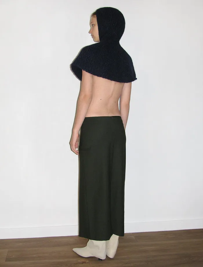 Paloma Wool CHEFKhaki Pinstripe Low Rise Side Pocket Long Skirt Women Bottoms