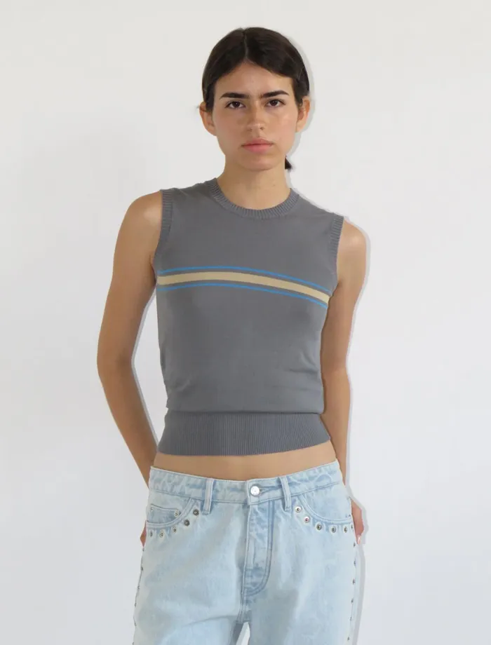 Paloma Wool CLEVESoft Cotton Knitted Vest With A Round Neckline Women Tops
