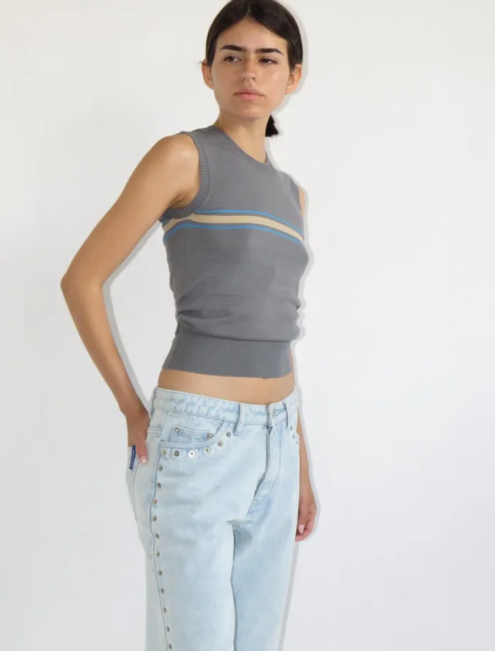 Paloma Wool CLEVESoft Cotton Knitted Vest With A Round Neckline Women Tops