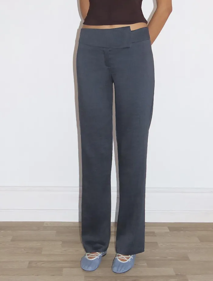 Paloma Wool DIPAsymmetric Wide Waistband Elastic Pants Women Bottoms