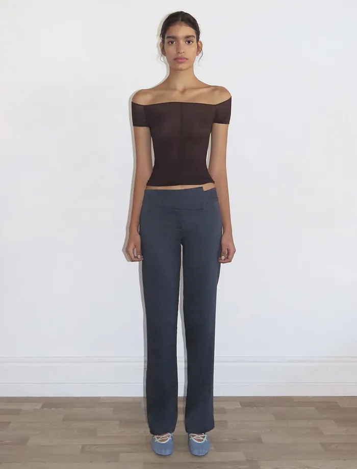 Paloma Wool DIPAsymmetric Wide Waistband Elastic Pants Women Bottoms