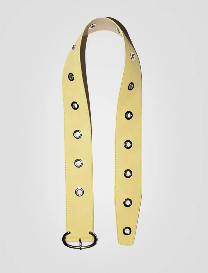 Paloma Wool GILDA BELTPastel Yellow Wide Belt With Metallic Eyelets Women Belts Paloma Wool GILDA BELTPastel Yellow Wide Belt With Metallic Eyelets Women Belts