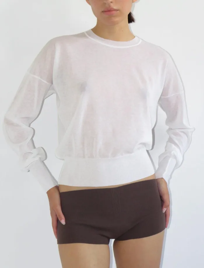 Paloma Wool GIOSheer Delicate Cotton Knit Top With A Photograph By Alessandro Furchino Capria Women Tops