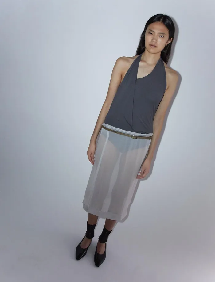 Paloma Wool GRETA BELT Brown Thin Leather Belt With Paloma Wool Silver Plaque Women Belts