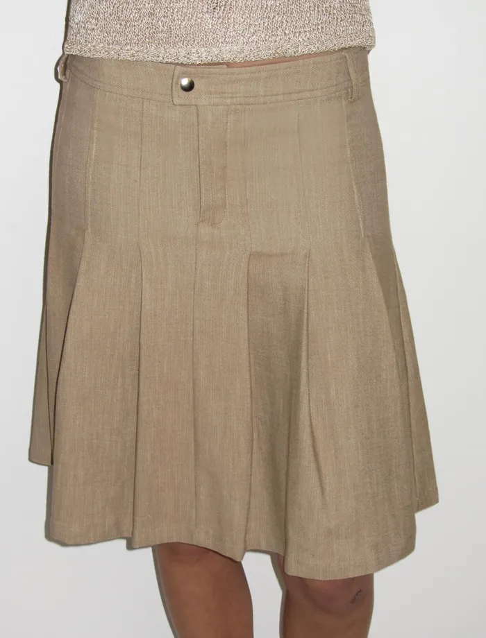Paloma Wool LAIBeige Pleated Midi Skirt Women Bottoms