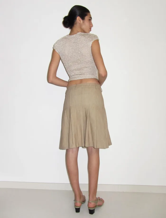 Paloma Wool LAIBeige Pleated Midi Skirt Women Bottoms