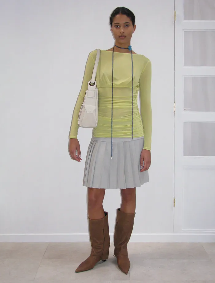 Paloma Wool LILYellow Delicate Slightly Sheer Longsleeved Drape Top Women Tops