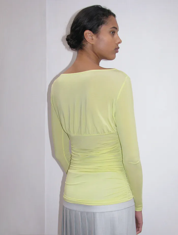 Paloma Wool LILYellow Delicate Slightly Sheer Longsleeved Drape Top Women Tops