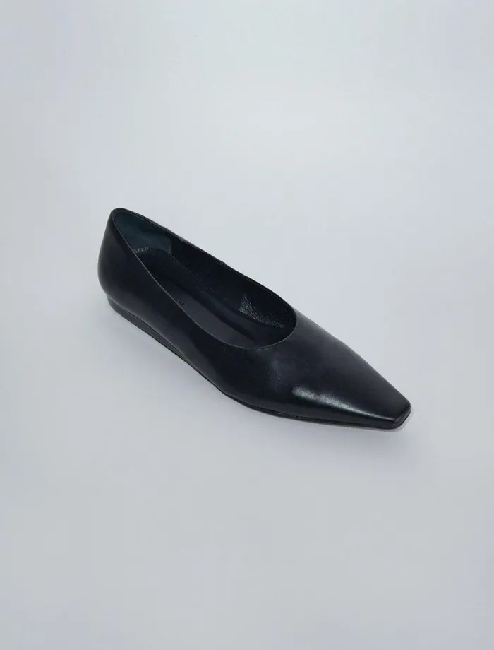 Paloma Wool LUELLABlack Rectangular Toe Shoes With Mini Wedge Heels Women Shoes