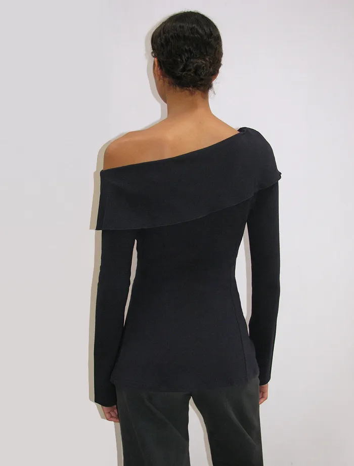 Paloma Wool MELISSALongsleeved Stretchy Wool Top With A Folded Asymmetrical Neckline Women Tops