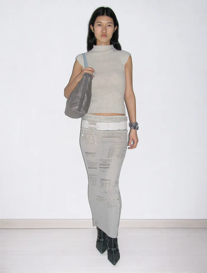 Paloma Wool MERCATKnitted Tube Skirt With 039receipt039 Print Women Dresses