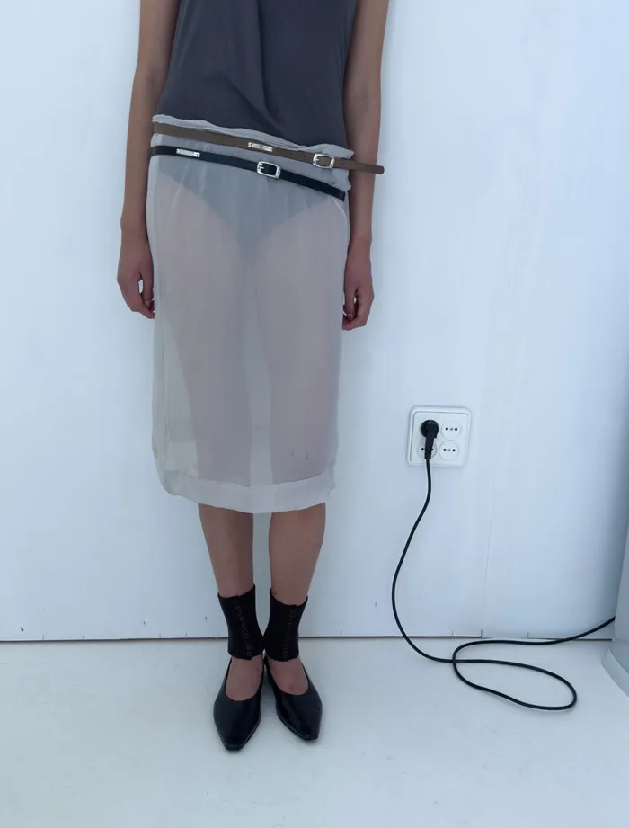 Paloma Wool MILEVADelicate Sheer Midi Silk Skirt With Adjustable Velvet Ribbon Women Bottoms Paloma Wool MILEVADelicate Sheer Midi Silk Skirt With Adjustable Velvet Ribbon Women Bottoms