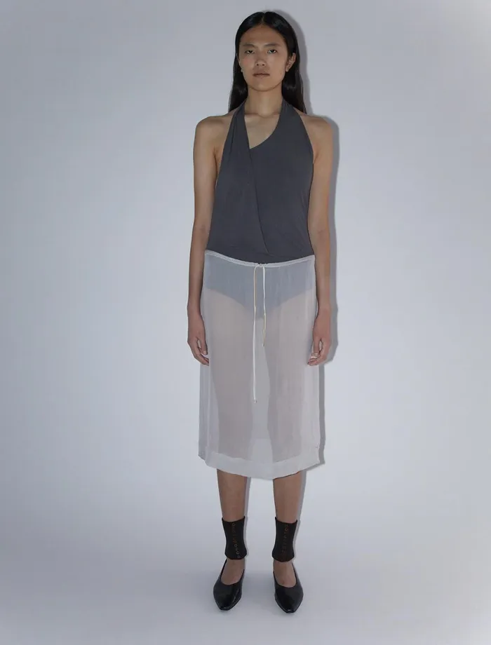 Paloma Wool MILEVADelicate Sheer Midi Silk Skirt With Adjustable Velvet Ribbon Women Bottoms