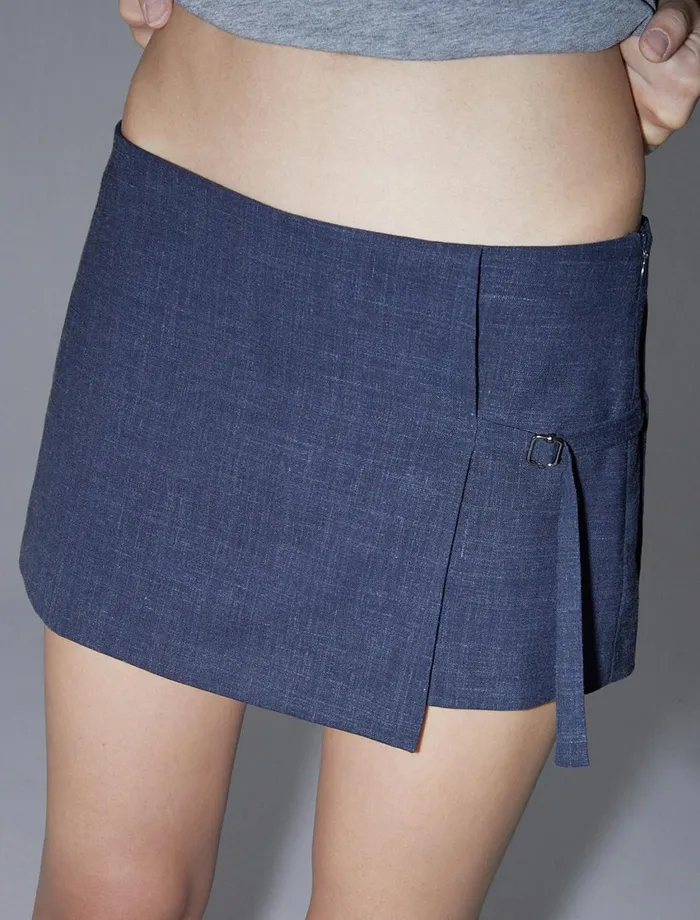 Paloma Wool MINI ARCHIVENavy Midrise Shorts With Overlapping Fixed Mini Skirt Women Bottoms Paloma Wool MINI ARCHIVENavy Midrise Shorts With Overlapping Fixed Mini Skirt Women Bottoms