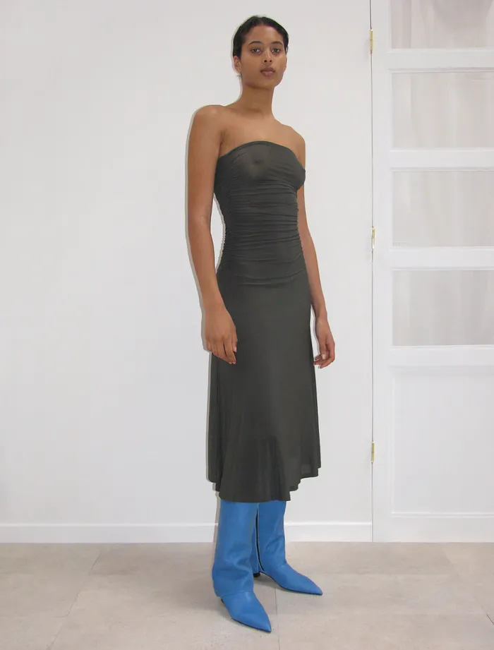 Paloma Wool MOEBIUSBrown Sheer And Delicate Long Skirtdress With A Puckered Detail Women Dresses