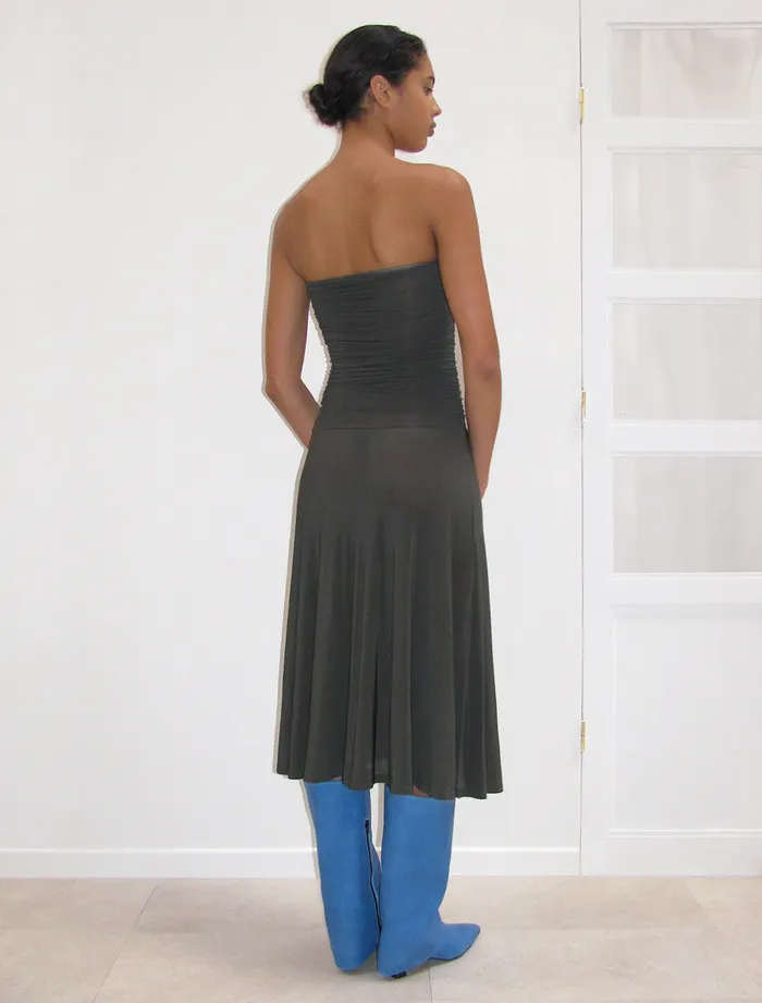 Paloma Wool MOEBIUSBrown Sheer And Delicate Long Skirtdress With A Puckered Detail Women Dresses