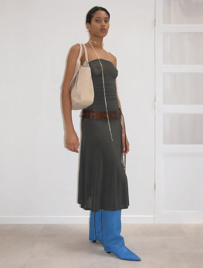 Paloma Wool MOEBIUSBrown Sheer And Delicate Long Skirtdress With A Puckered Detail Women Dresses