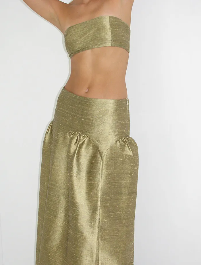 Paloma Wool PALLONlowwaist Golden Silk Skirt With Volume Women Bottoms