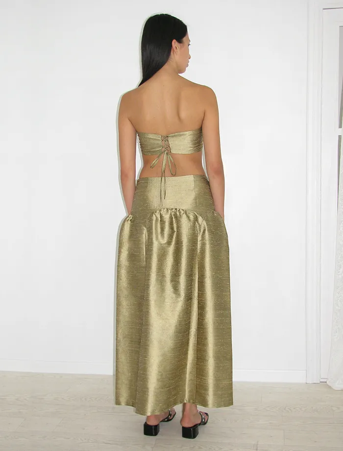 Paloma Wool PALLONlowwaist Golden Silk Skirt With Volume Women Bottoms